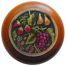 Notting Hill NHW-713C-BHT Tuscan Bounty Wood Knob in Hand-tinted Antique Brass/Cherry wood finish